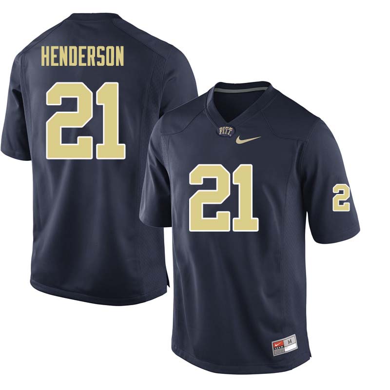 Men #21 Malik Henderson Pittsburgh Panthers College Football Jerseys Sale-Navy